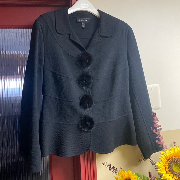 Escada Real Mink Beaded Detail Blazer Made in Italy 🇮🇹 Never Used Rare - Picture 1 of 16